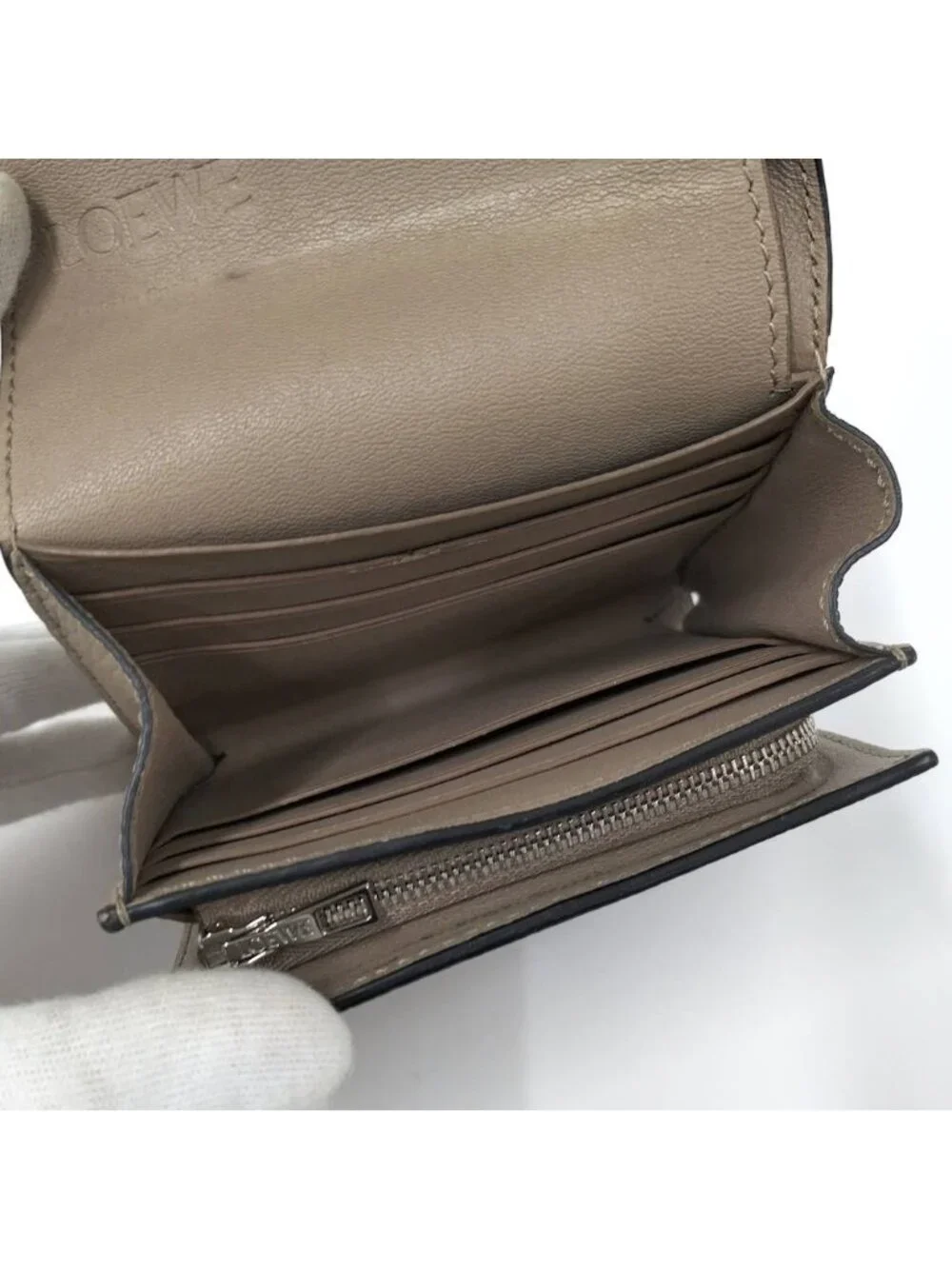 Loewe Compact Wallet Leather Beige